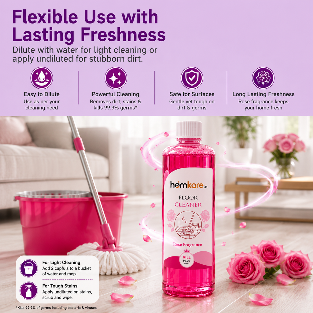 Floor Cleaner With Rose Fragrance 2 Pcs Combo - 500ML Each